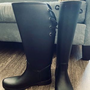 Black waterproof Fleece lined Coach Rain boots